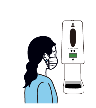 「EG-Keeper」で検温している女性のイラスト