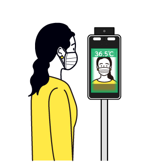 「EG-Keeper」で検温している女性のイラスト